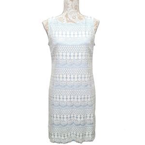 Eliza J Sleeveless Lace Overlay Baby Blue Shift Dress Women's Size 6